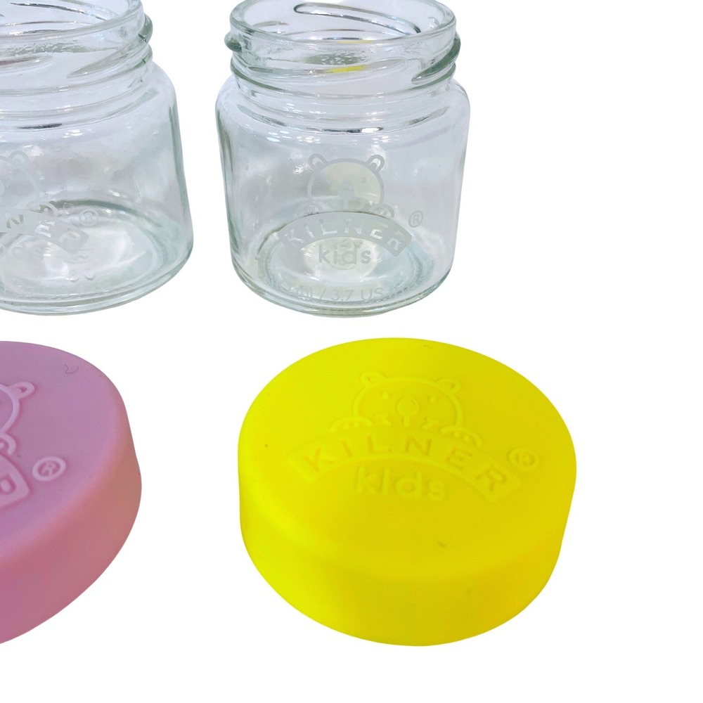 Kilner Kids Baby Food Storage Jars Glass Set of 4 3.7oz Silicone Lids BPA Free - Picture 7 of 8